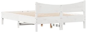 Cama sem colchão 135x190 cm madeira de pinho maciça branco
