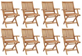 vidaXL Cadeiras de jardim dobráveis 8 pcs madeira de teca maciça