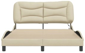 Estrutura de cama com LED sem colchão 140x190 cm tecido creme