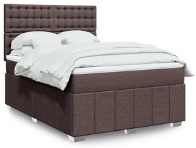 vidaXL Cama com molas/colchão 140x190 cm tecido castanho-escuro