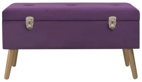 Banco com compartimento de arrumação 80 cm veludo roxo
