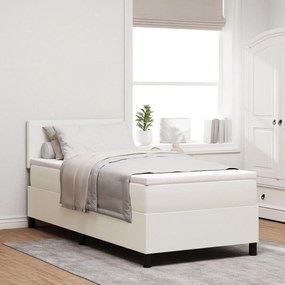 Cama Box com Colchão &amp; LED Crema 100x200 cm em Tecido de Veludo