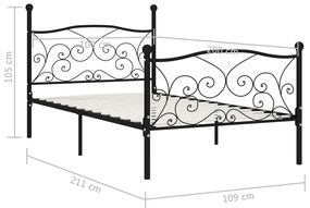 Estrutura de cama com estrado de ripas 100x200 cm metal preto