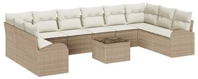 Conjunto de Sofá de Jardim com 11 Peças e Almofadas em Rattan Poly Beg