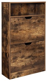 Shoe Cabinet with 2 Flaps, Shoe Rack with an Open Shelf, Melamine