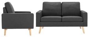 vidaXL 2 pcs conjunto de sofás tecido cinzento-escuro
