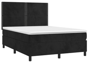 Cama com molas/colchão 140x190 cm veludo preto