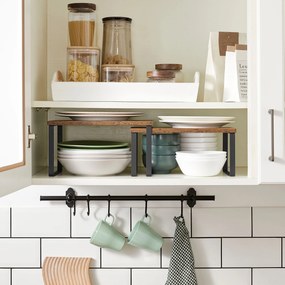 Conjunto de 2 prateleiras de cozinha para especiarias em castanho vintage e preto