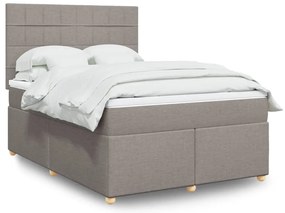 vidaXL Cama com molas/colchão 160x200 cm tecido castanho-acinzentado