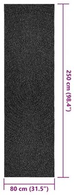 Tapete ZIZUR antracite 80x250cm aspeto juta interior exterior
