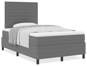 Cama Box Spring com Colchão Cinza Claro 120x200 cm Tecido de Corduroy