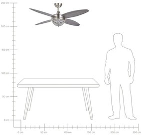 Ventoinha de teto prateada e cinzenta com luz LED ZARQA Beliani