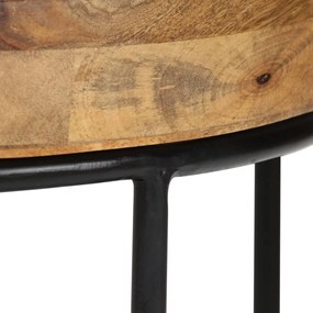 Mesa de centro madeira de mangueira maciça e aço 50x40 cm