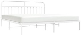 Estrutura de cama com cabeceira 193x203 cm metal branco