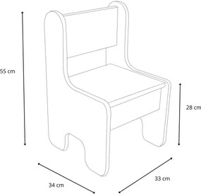 Conjunto de mesa e cadeira para crianças - branco/carvalho dourado artesanal