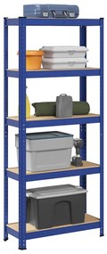 5-Layer Storage Shelf Blue Steel&Madeira de engenharia