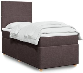 vidaXL Cama com molas/colchão 80x200 cm tecido castanho-escuro
