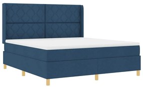vidaXL Cama Box com Colchão Azul 180x200 cm