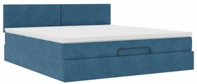Estrutura de cama otomana com colchão 160x200 cm azul escuro