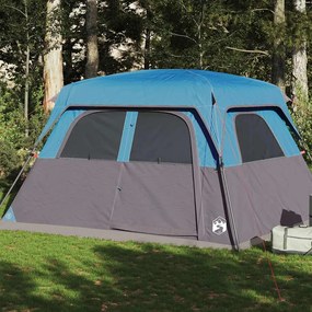 vidaXL Tenda familiar estilo cabana para 6 pessoas impermeável azul