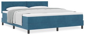 Cama Box com Colchão vidaXL Azul Escuro Super King Veludo