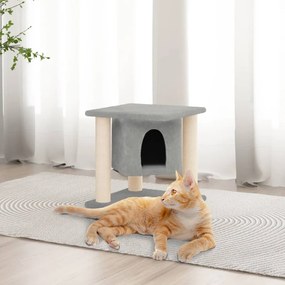 vidaXL Árvore p/ gatos c/ postes arranhadores sisal 37 cm cinza-claro