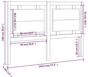 Cabeceira de cama 145,5x4x100 cm pinho maciço cinzento