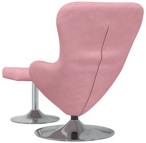 Cadeira de Ovo vidaXL com Puff Veludo Rosa