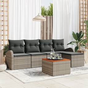 Conjunto de Sofás de Jardim de 6 Peças com Almofadas Cinza Rattan Sint