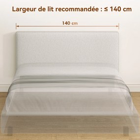 Cabeceira de cama de linho para fixação na parede, 140 x 60 cm, cabeceira suspensa e estofada para quarto, creme