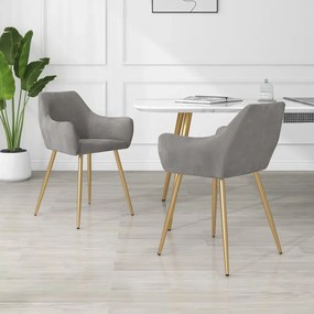 vidaXL Cadeiras de jantar 2 pcs veludo cinzento-claro