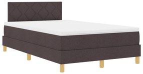 Cama Box Spring com Colchão & LED Marrom Escuro 120x200 cm Tecido