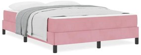 Cama box spring com colchão Rosa 160 x 200 cm Veludo