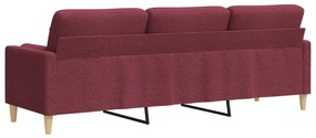 Sofá 3 lug. + almofadas decorativas 210cm tecido vermelho tinto