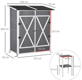 Outsunny Abrigo de Jardim de Madeira 139x75x160cm Armário para Armazen