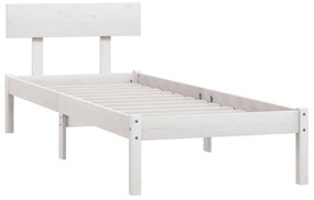 Estrutura de cama solteiro UK 90x190 cm pinho maciço branco