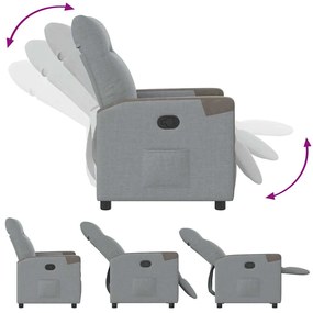 Poltrona reclinável tecido cinzento-claro