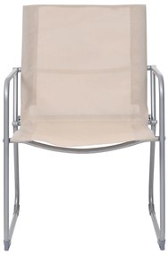 4 pcs conjunto lounge para jardim tecido e aço cor creme