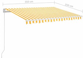 Toldo retrátil manual com LED 350x250 cm amarelo e branco