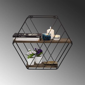 Prateleira de Parede Liliales – Preto Nogueira Escuro – 44x40x15 cm |