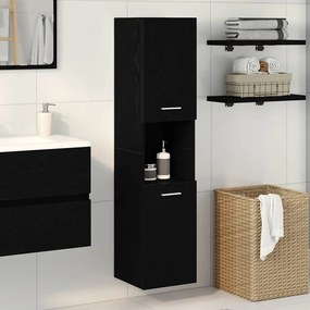vidaXL Armário de Banheiro com porta Carvalho Preto 30 x 30 x 130 cm
