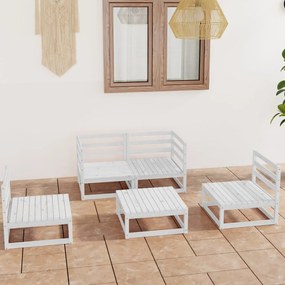 vidaXL 5 pcs conjunto lounge de jardim pinho maciço branco