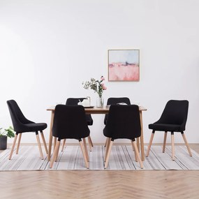 vidaXL Cadeiras de jantar 6 pcs tecido preto