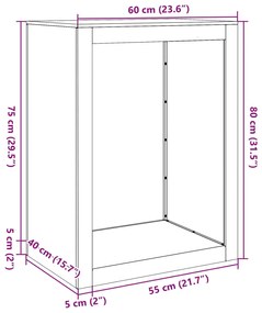 Suporte para lenha 60x40x80 cm aço galvanizado