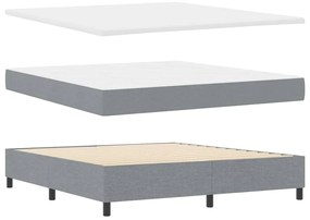 Cama Box Spring com Colchão e Banco Cinza Claro 180x200 cm Tecido