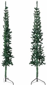 Meia árvore de Natal fina com suporte 180 cm verde