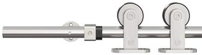 Kit ferragens p/ porta deslizante 200cm aço inoxidável prateado