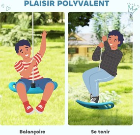 Baloiço infantil para interior e exterior com corda ajustável, mosquetão, carga máxima de 70 kg, azul