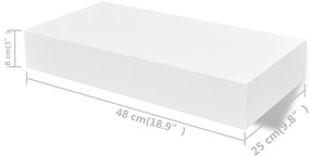 Prateleiras de parede suspensas com gavetas 2 pcs branco 48 cm