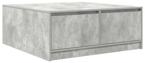 Mesa de centro com gavetas 100x100x40 cm cinzento-cimento